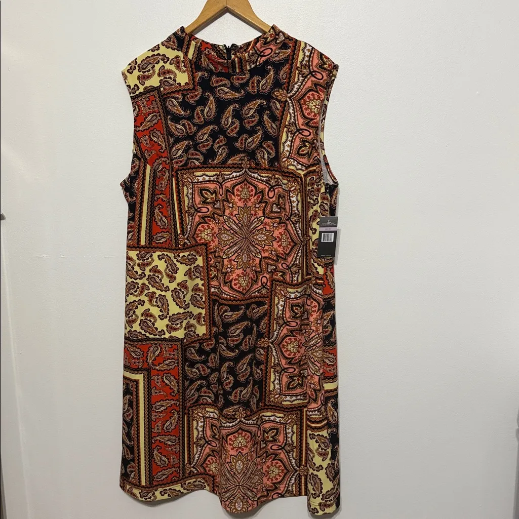 Sharagano Paisley Boho Chic Sheath Dress Mock Neck Dress. New with tags.Size 22W - Image 3