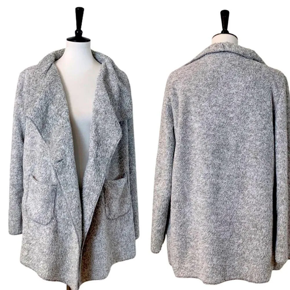 Soft Surroundings Sweater Hugs Gray Fleece Pockets Cardigan Women's Size Small S - Image 12
