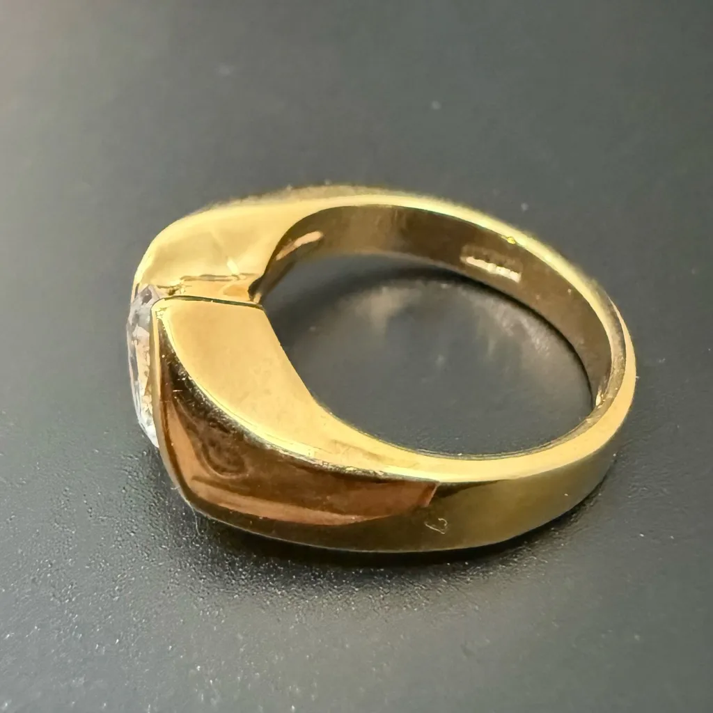 Vintage 925 Gold Over Sterling Silver Round CZ Solitaire Women’s Ring Size 7.5 - Image 2