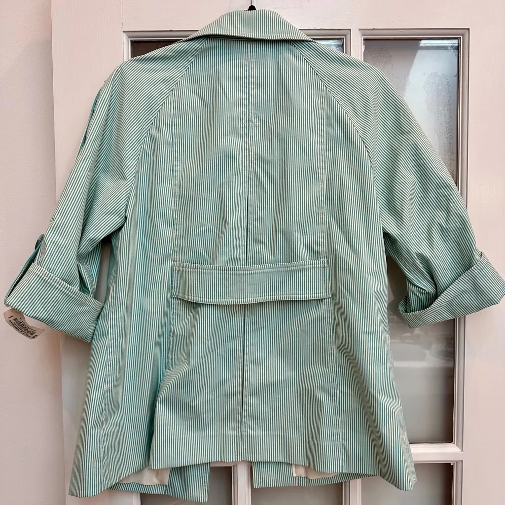 MAUS & HOFFMAN Mint Green Seersucker Striped Blazer Jacket Size 8 Medium NWT - Image 5