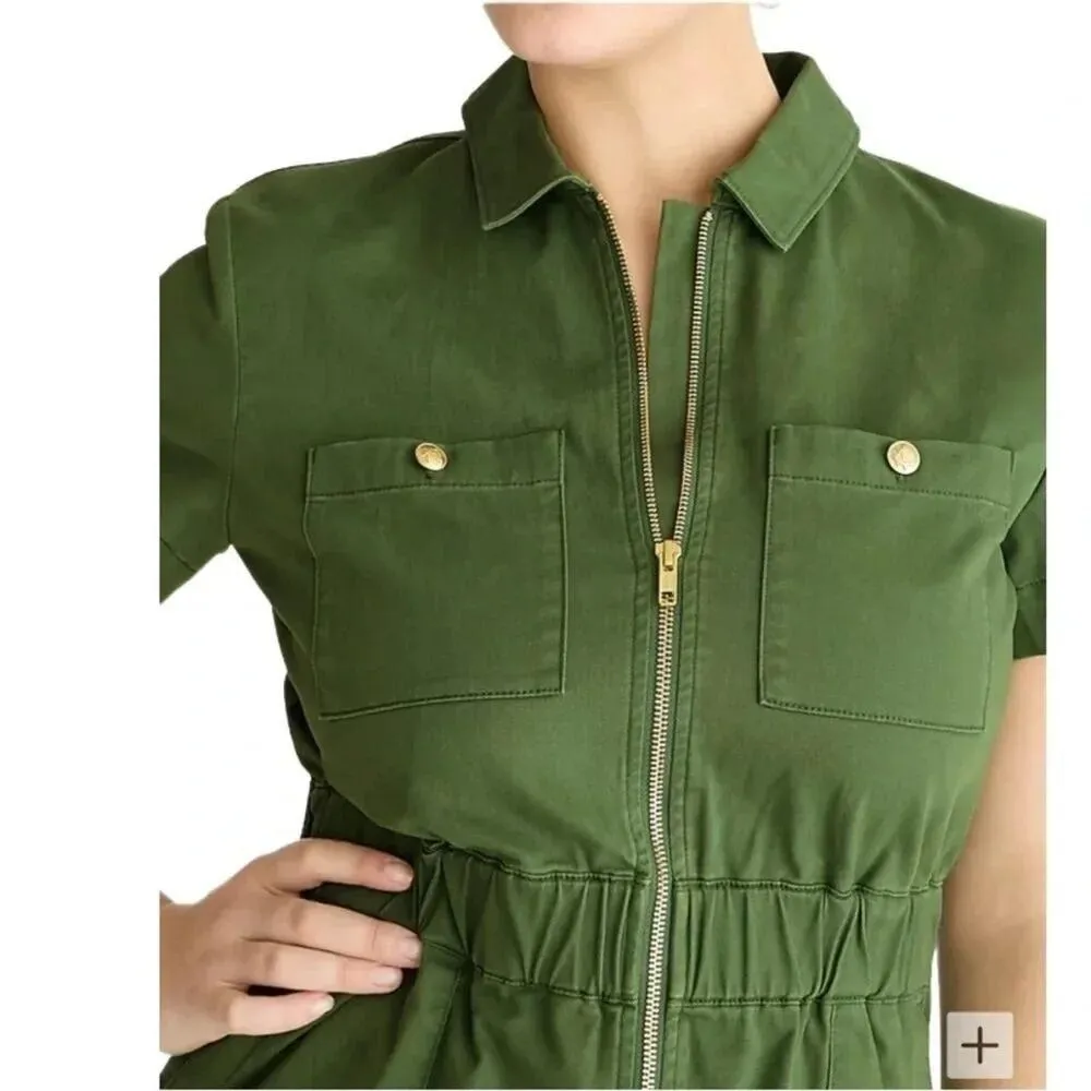 J.Crew Zip-front chino dress Green Size 10 NWT - Image 3