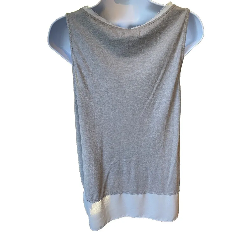 Pure + Good Top Tank Tunic Women's S   2 tone Gray Fray detail EUC - Image 2