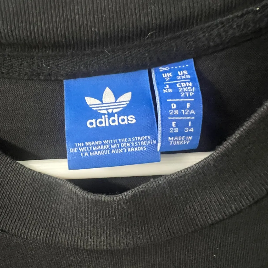 Adidas Women's Black and Gold Logo T-Shirt size small - Image 3