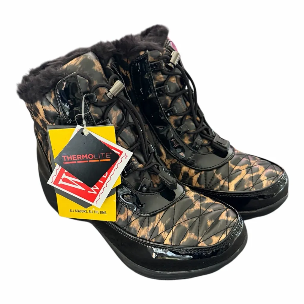 Khombu Molly Waterproof Leopard Print Snow Boots Wide 5W Thermolite Winter Boot - Image 10