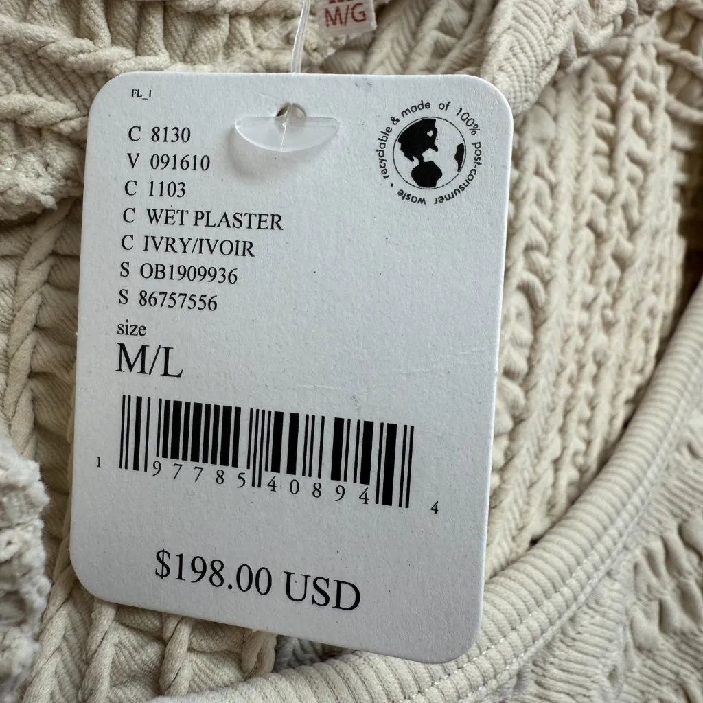 Free People Gabby Seamless Midi Dress Women's M/L Ivory Wet Plaster Textured NWT - Image 15