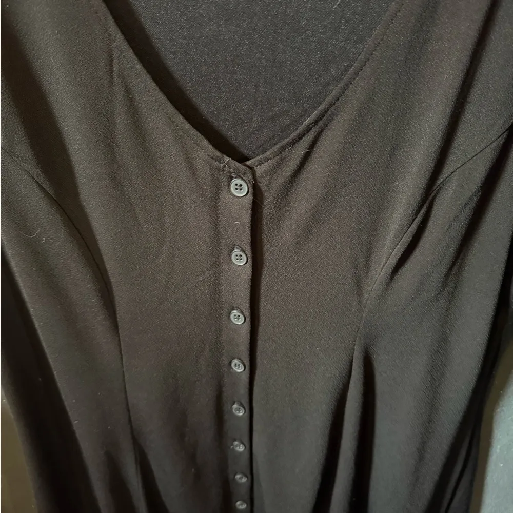 Forever 21 Black Button-Down Women's Fit Flare Mini Dress - Image 3