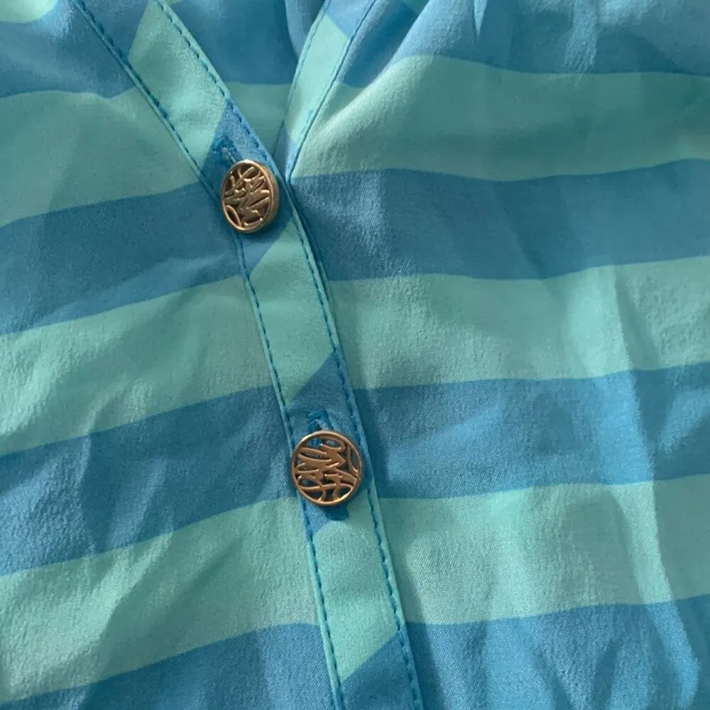 Lilly Pulitzer womens xs silk elsa top stripe blue coastal prep cute - Image 5
