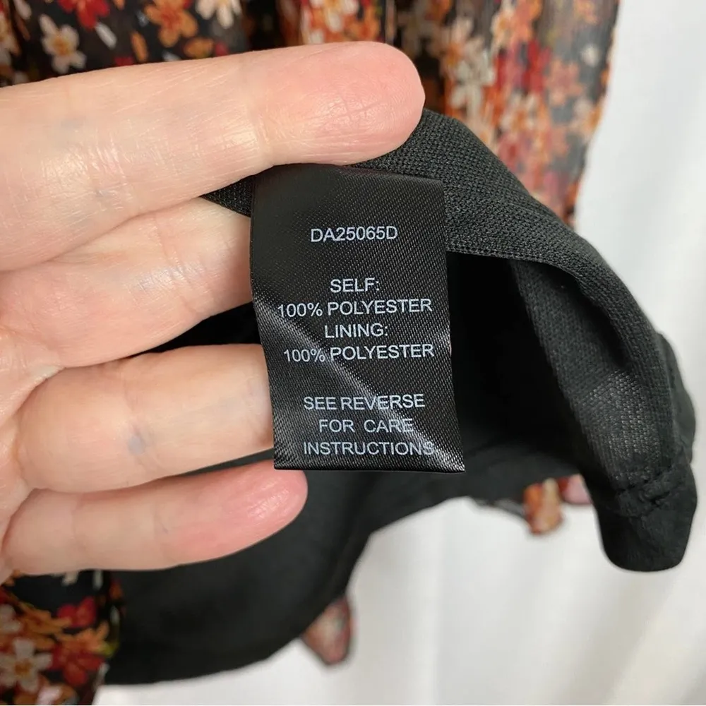 Aakaa You Better Believe It Brown Floral Long Sleeve Mini Dress Sz.S NWT - Image 9