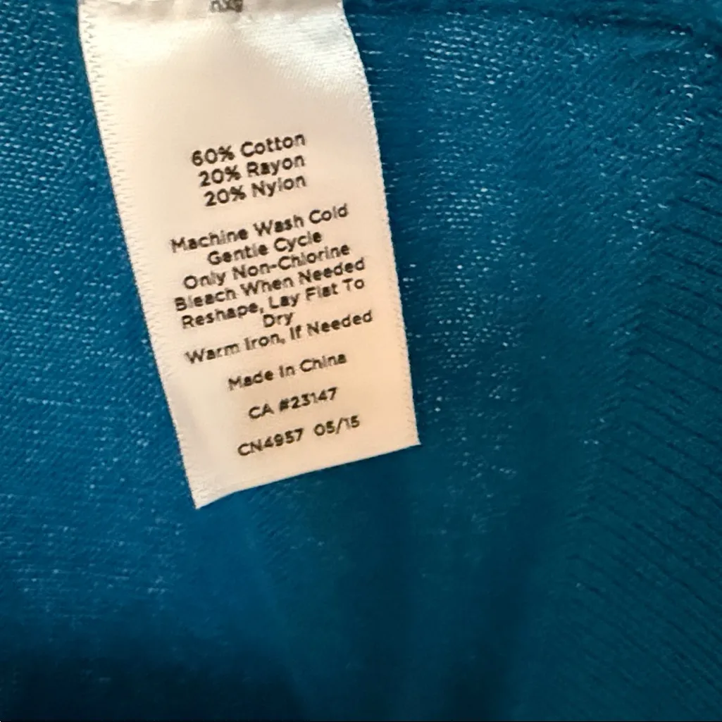 NEW W TAGS $69 Talbots Sz S Blue Cotton Rayon Fine Gauge Knit Open Front L8 - Image 6