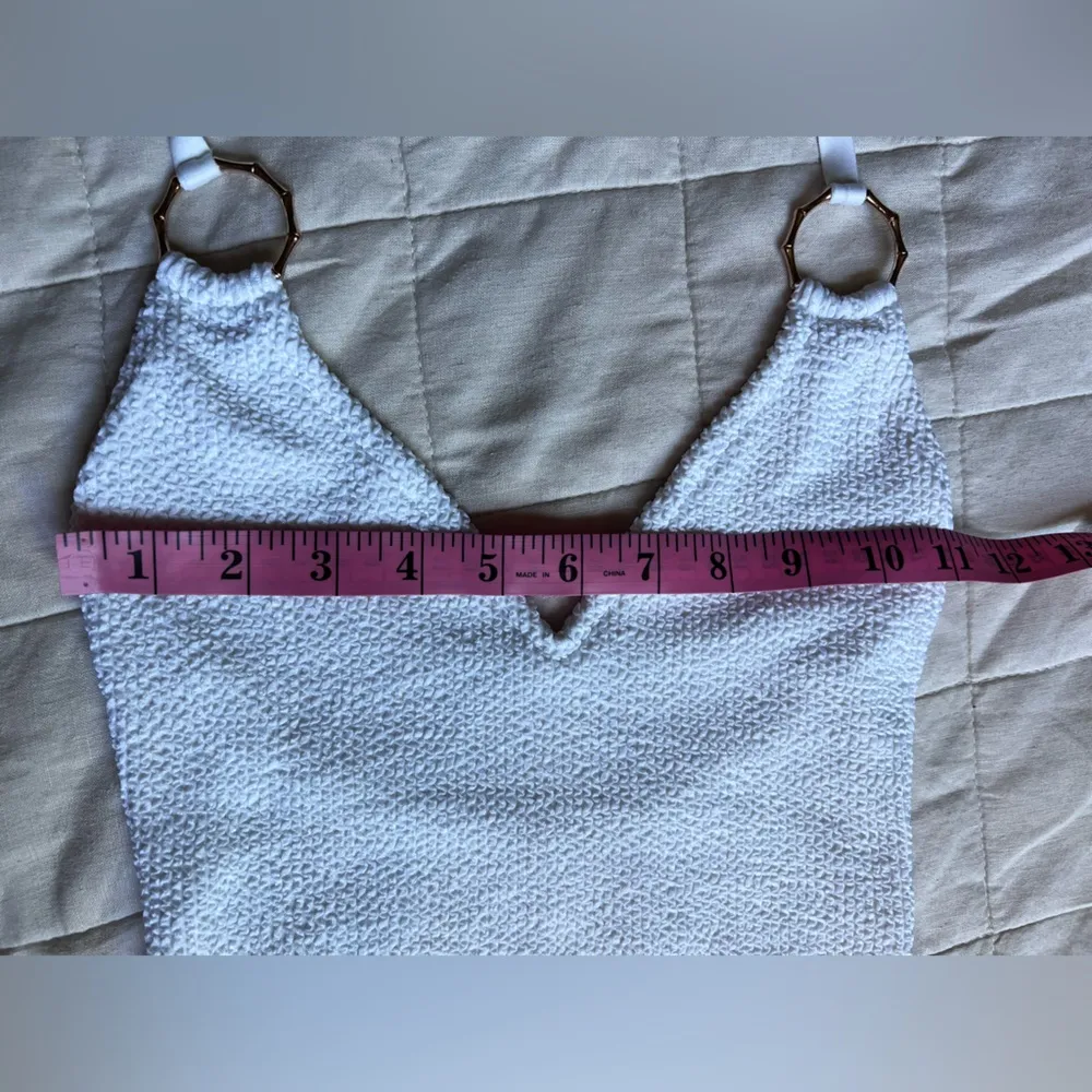 Show Me Your MuMu White Scrunch w/ Gold Ring One Piece Swim Suit - XS - Image 9