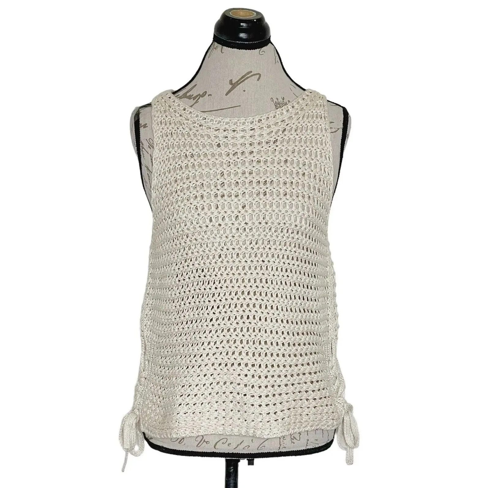 Gap Womens Sweater Tank Sz Small Crochet Beach Bohemian Boho Neutral Minimalist - Image 5