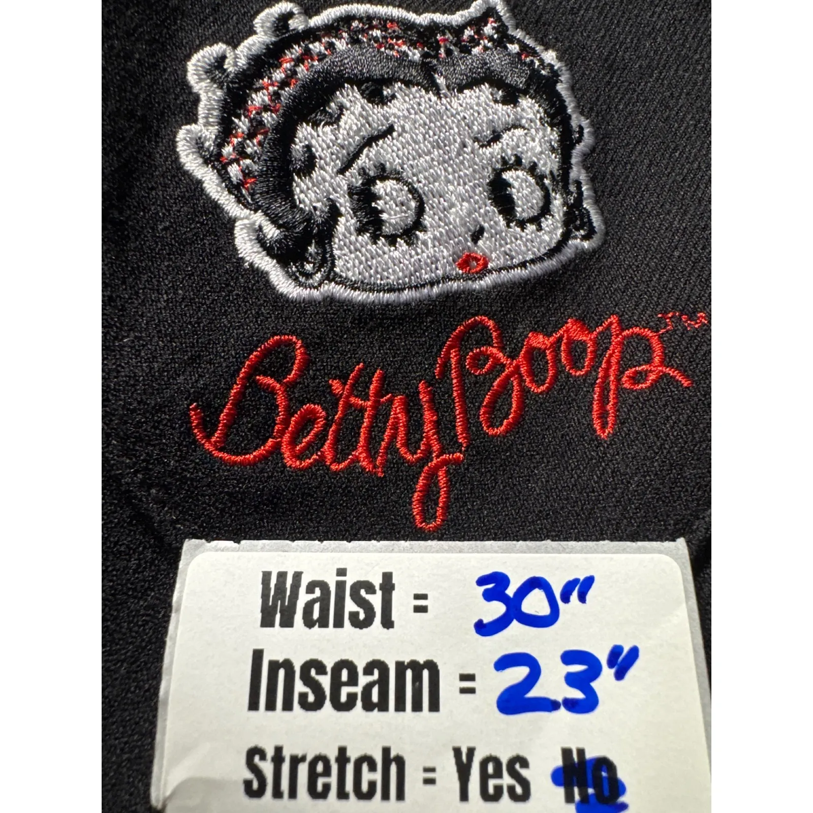 Betty Boop Unique Vintage Black Heart Pocket Capri Pants Women's L 10 - Image 4