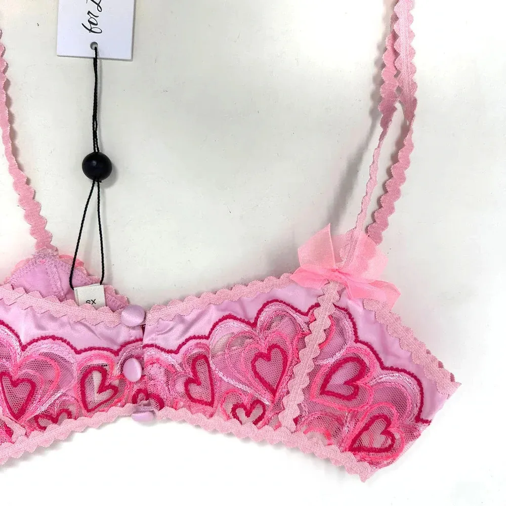 For Love & Lemons Retro Heart Garter Pink Size‎ XS - Image 5
