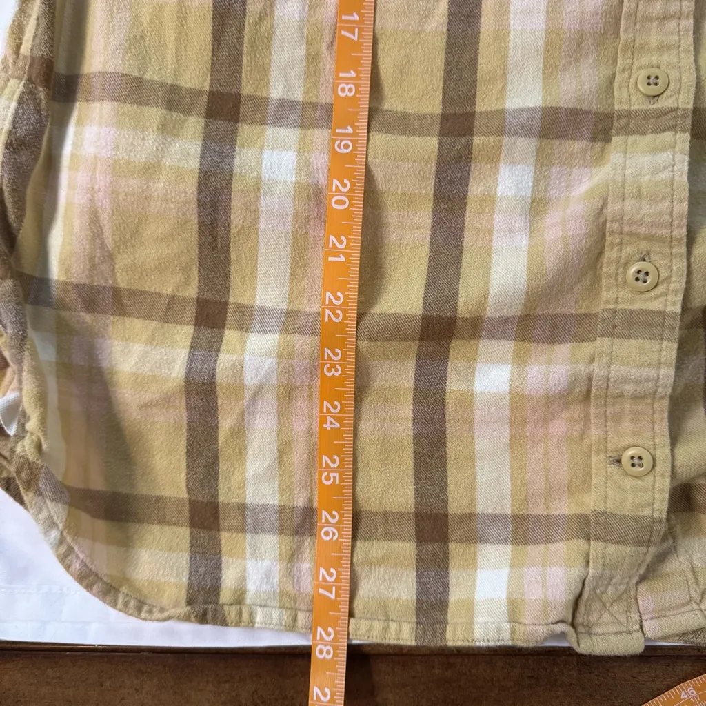REI Coop Yellow Brown Plaid Wallace Lake Flannel Shirt Women Size XL Cotton - Image 4