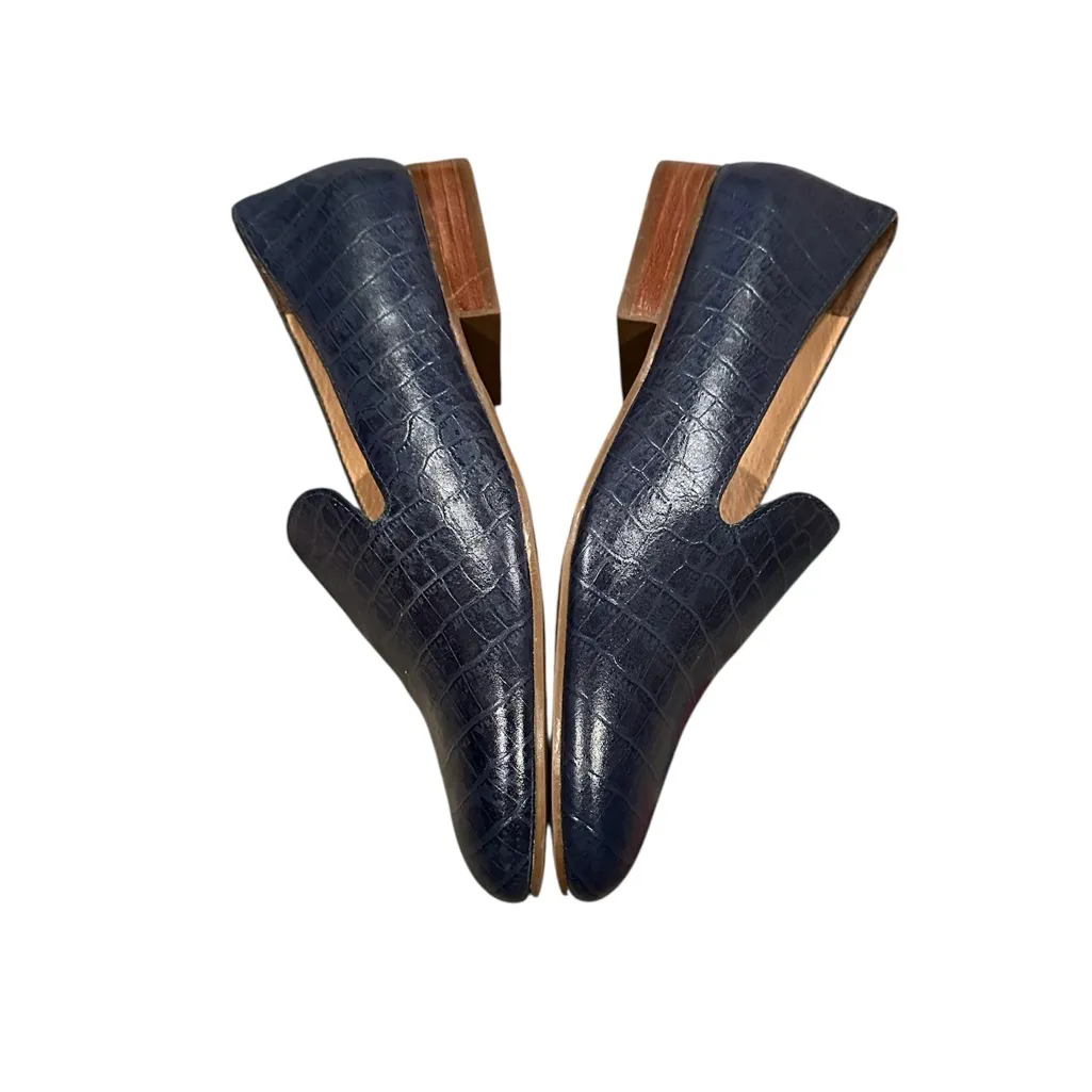 Jack Rogers Audrey Croc Embossed Casual Midnight Navy Blue Loafers Shoes - Image 4