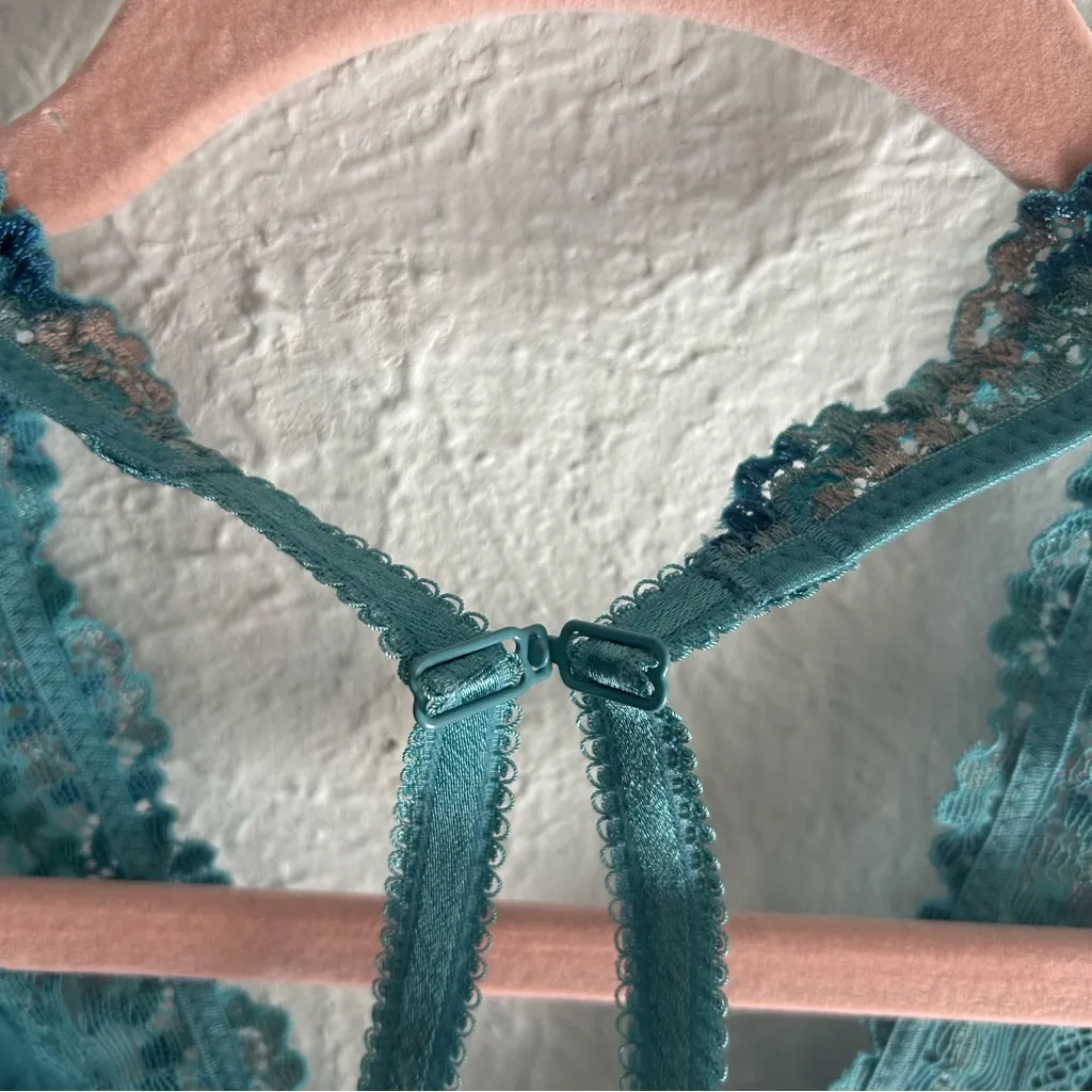 Wacoal Embrace Lace Wire Free Bralette Teal Blue Sz 34 - Image 6