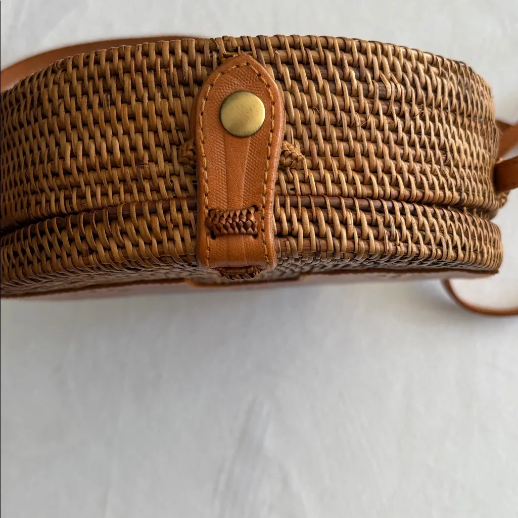 Vintage Boho Bohemian Natural Fiber Round Rattan Bag - Image 3