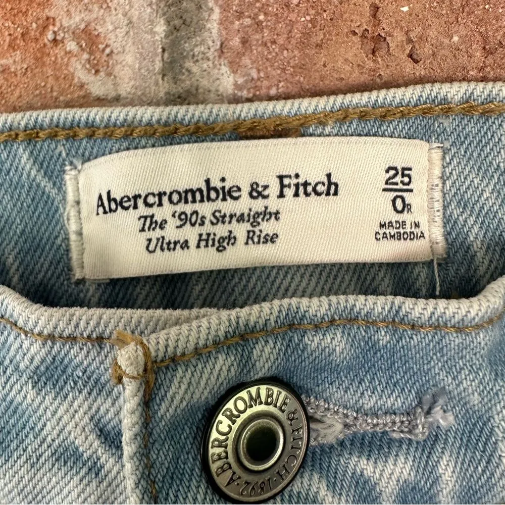 Abercrombie Fitch Curve Love Ultra High Rise 90s Straight Jeans Women’s 25 0 NEW - Image 5