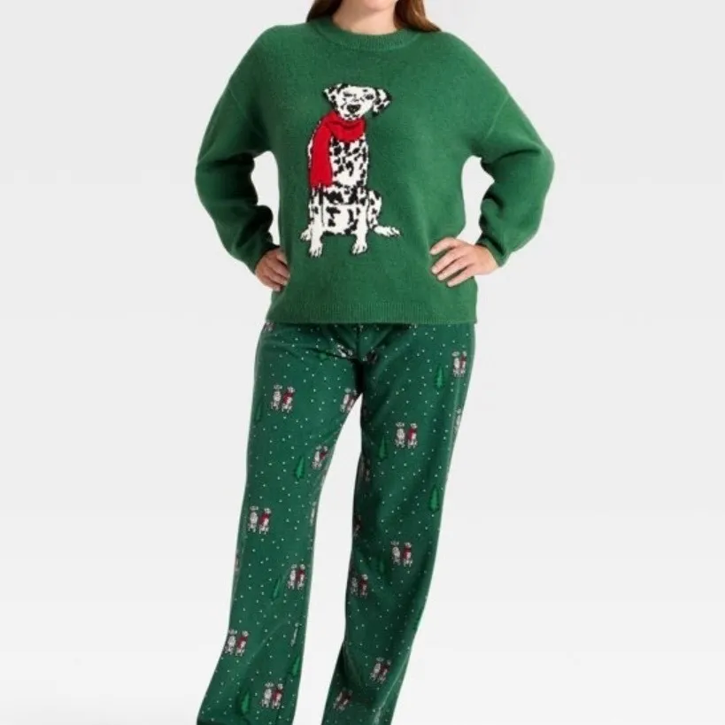 Wonder shop Womens Green Dalmatian Dog Christmas Sweater Size S - Image 6