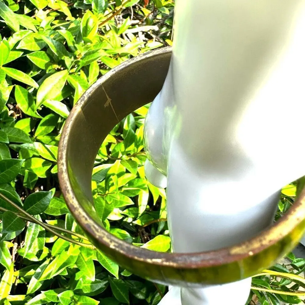 Brass green shell inlaid bangle bracelet - Image 6