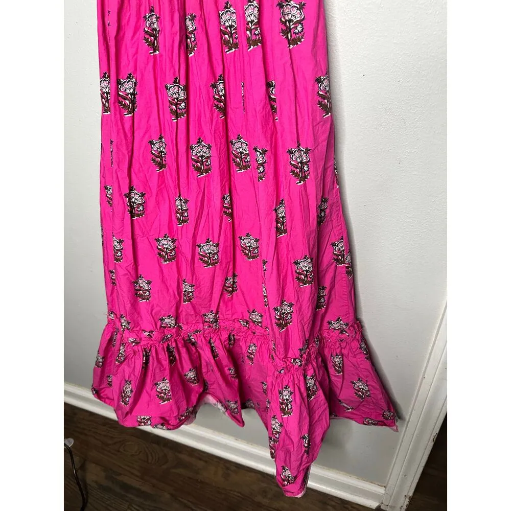 RHODE Hot Pink Marigold Flower Print Halter Style Salena Maxi Dress Size XS - Image 8
