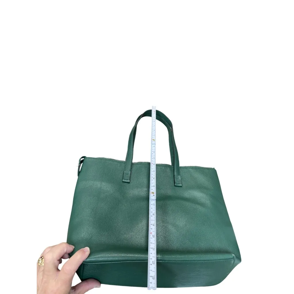 Tahari Womans Green Pebbled Leather Tote HandBag Silver Charm SKU 9355 - Image 9