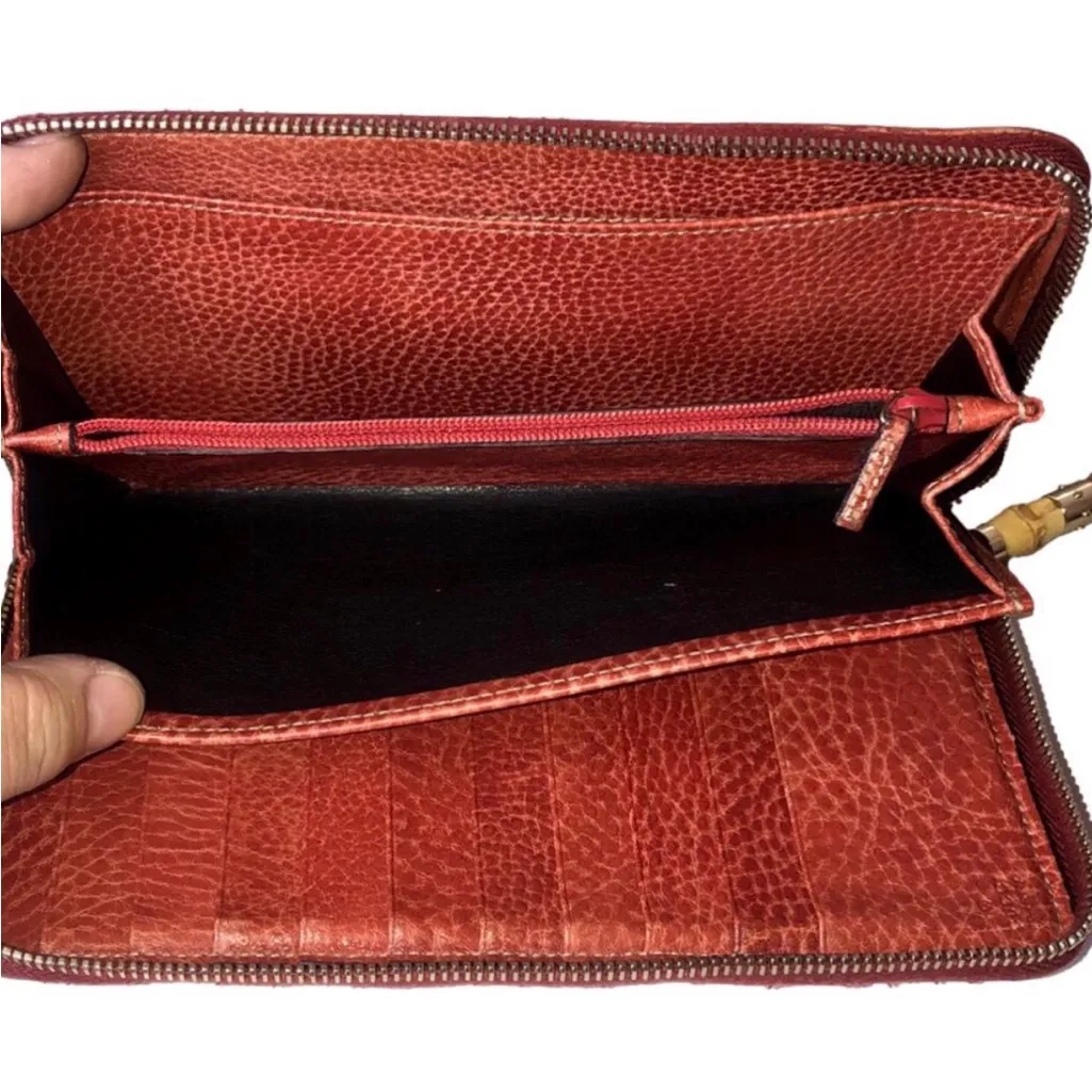 GUCCI Guccissima GG Leather Bamboo Tassel Full Zip Continental Wallet - Image 13
