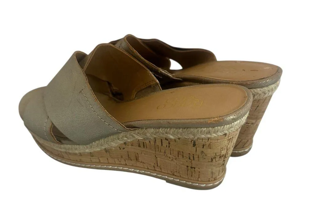 Franco Sarto Gold Slip-On Slide Wedge Sandals Metallic Comfort Size 9.5 Women's - Image 6