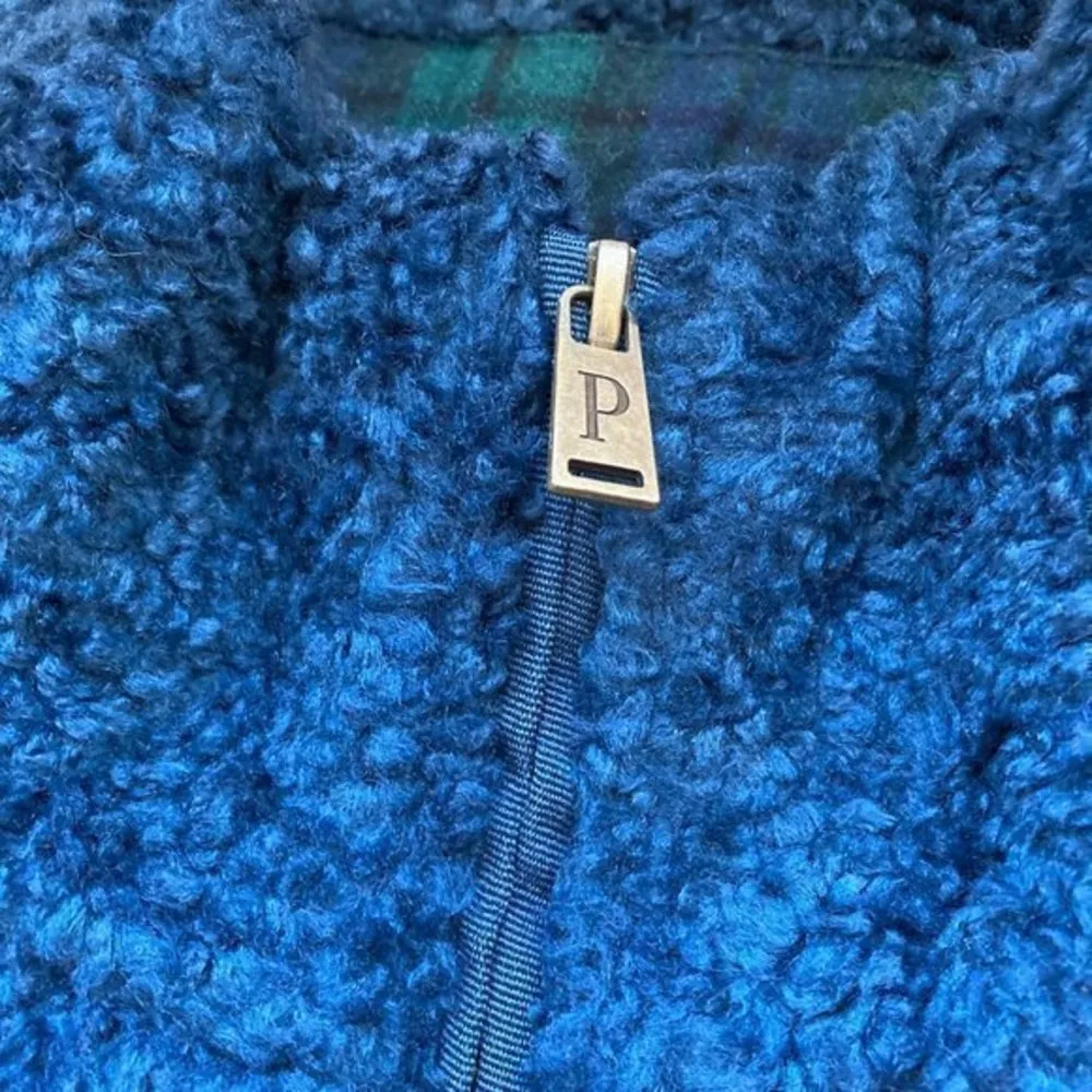 Pendleton  Fuzzy Sherpa Wool Blend Full Zip Blue-Green Jacket Sz S - Image 7