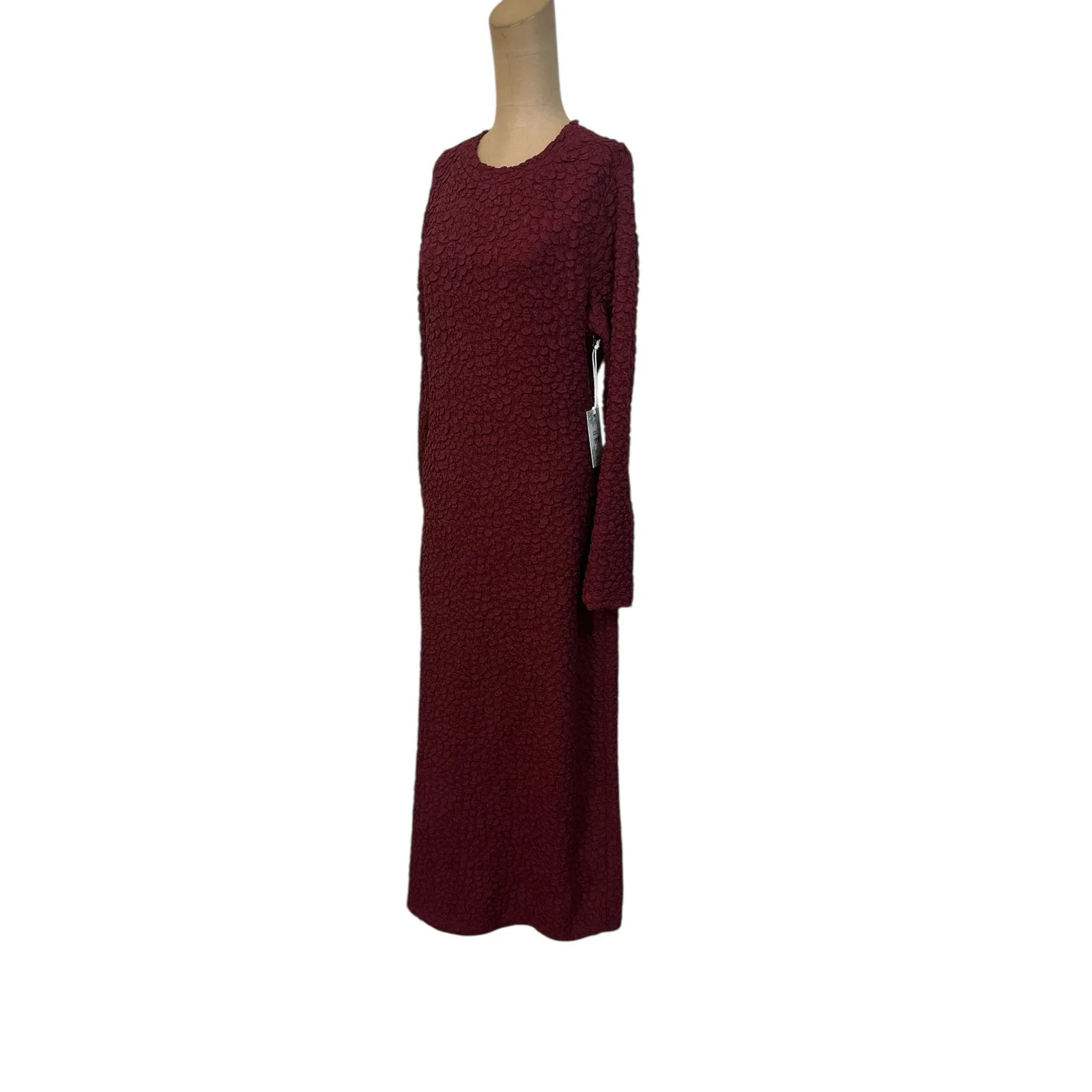 Tuckernuck Hyacinth House Midi Dress Maroon Textured Madison Pullover size Large - Image 7