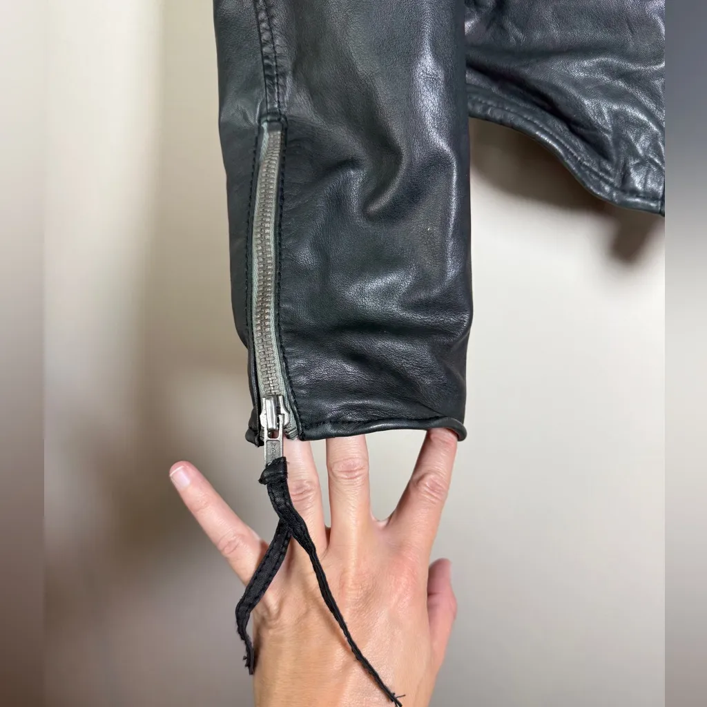 Muubaa Gorgeous Soft Black Lamb Leather Moto Jacket Size 8 - Image 4