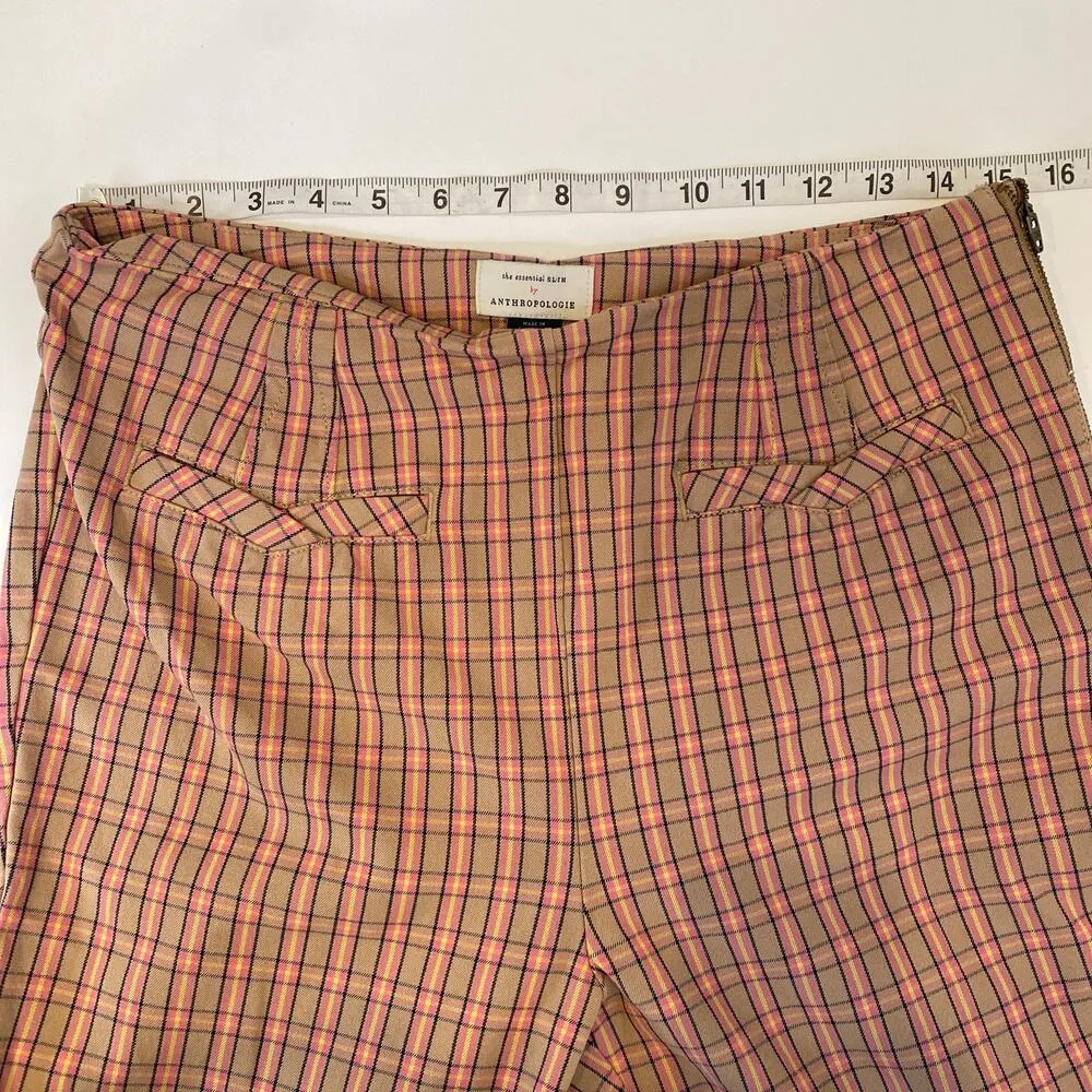 Anthropologie The Essential Slim Plaid Straight Leg Pants Long Inseam Sz 10 - Image 11