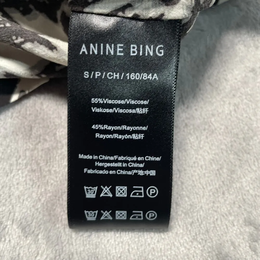 Anine Bing Aiden Shirt Womens Small Houndstooth Black White Pajama Style - Image 4