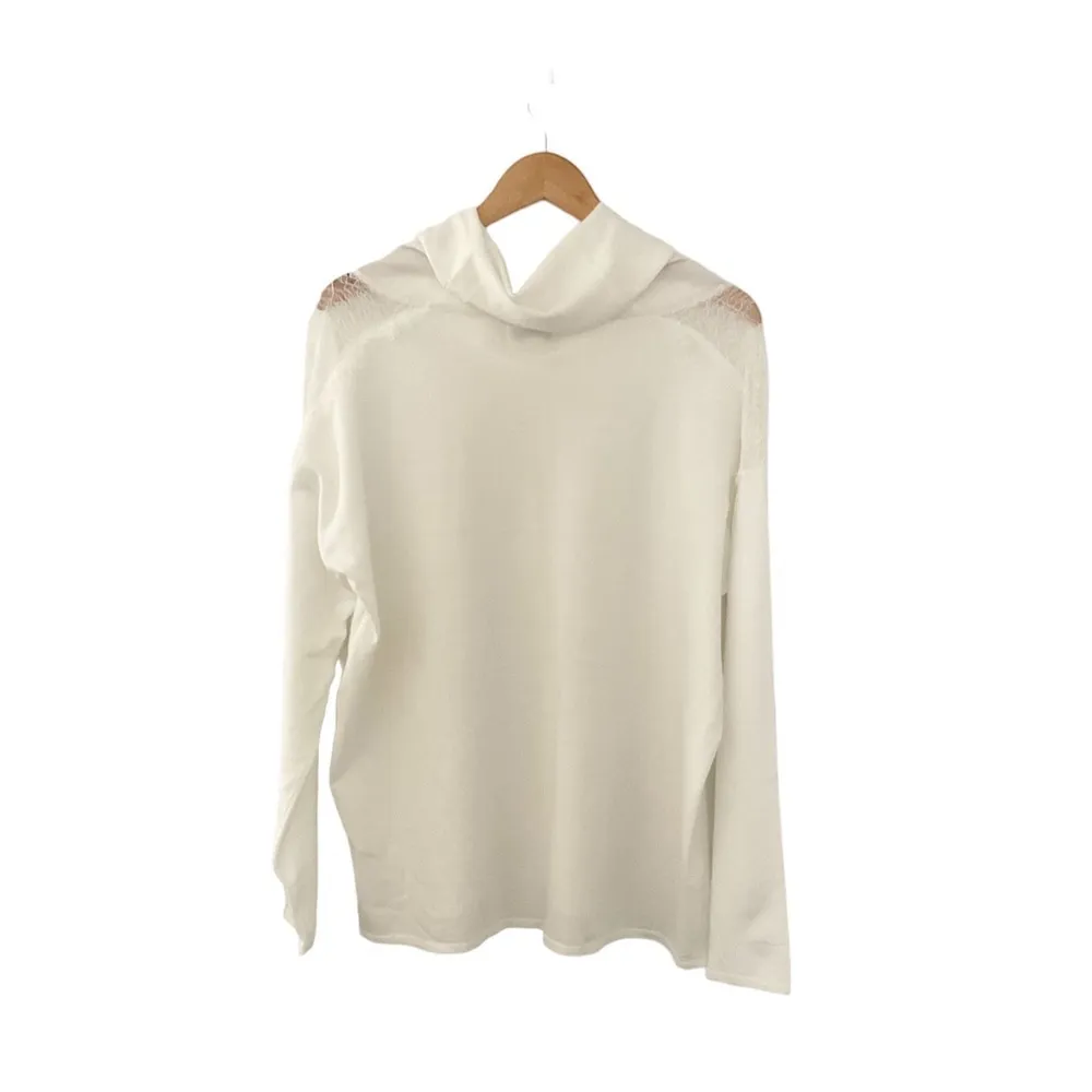 H Halston Cowl Oversized Fit Sweater Size Medium Cream - Image 6