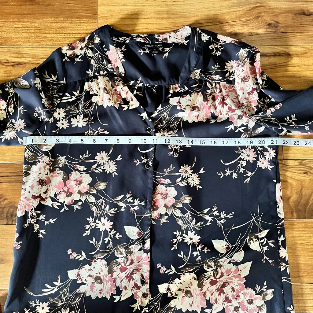 41 Hawthorn Christen Dark Floral Shirt Dress Medium Black - Image 6