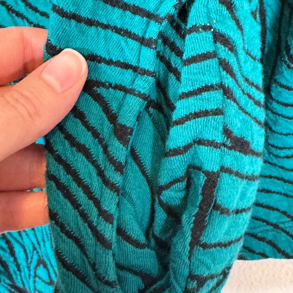 Komil Teal Green Black Sweater Womens XL Lagenlook Oversized Slouchy Artsy Blue - Image 7