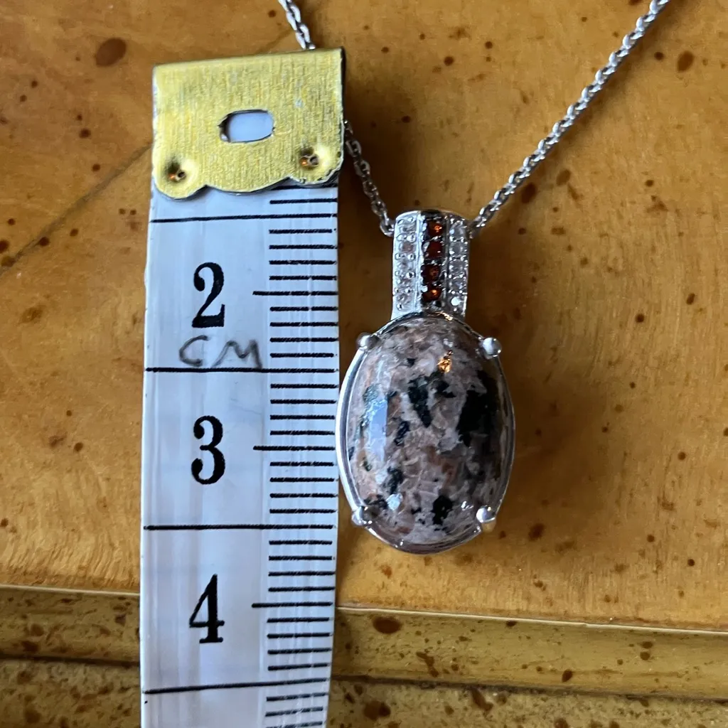 Natural Yooperlite Red Garnet Sterling Silver Necklace - Image 3