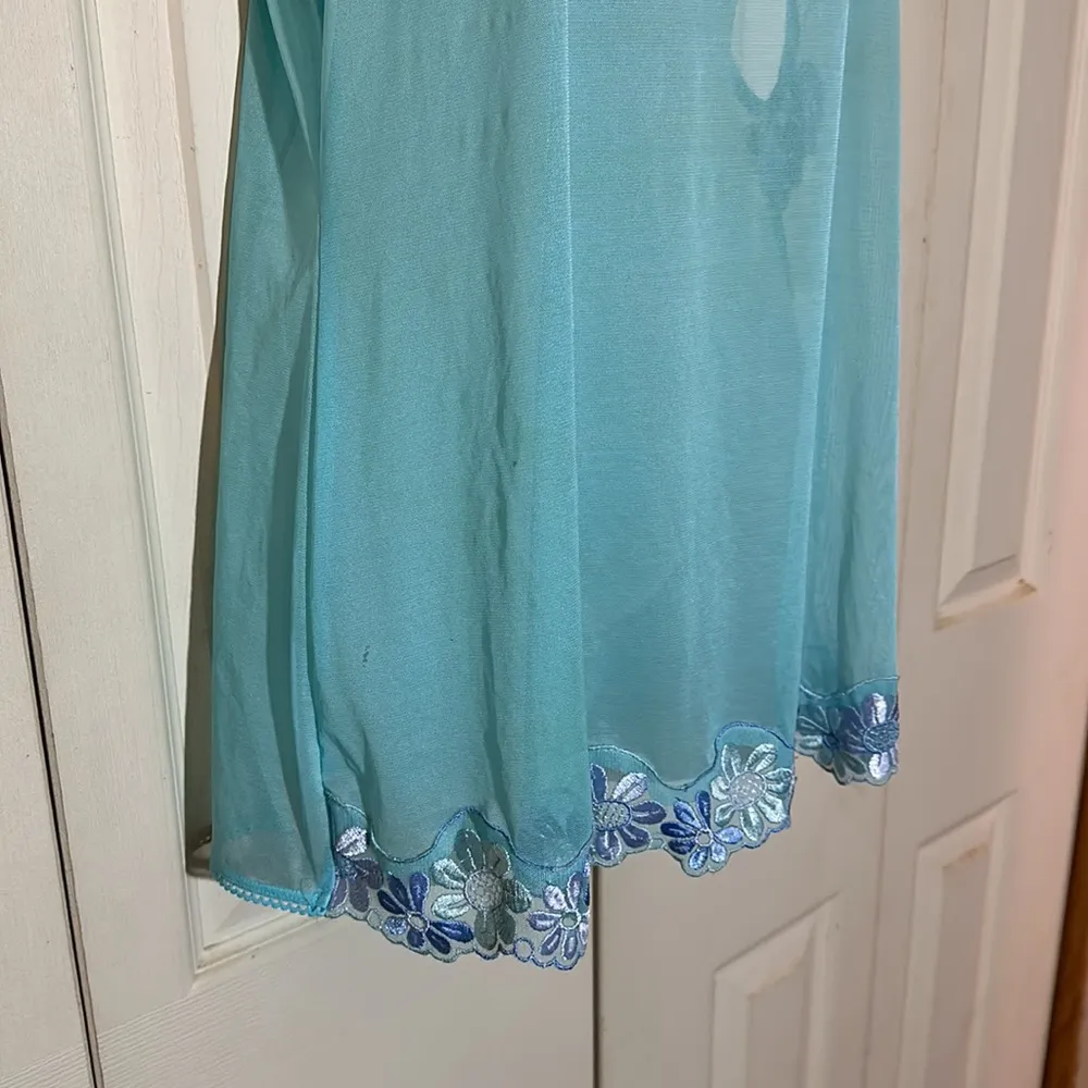 Victoria's Secret Vintage 2000s Mint Green Semi Sheer Cami Floral Lace Trim M - Image 9