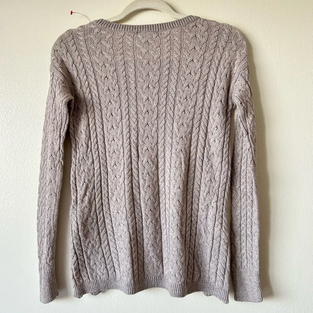 NWT American Eagle Small Beige Cotton Wool Sweater Braided Tight Knit Winter - Image 7
