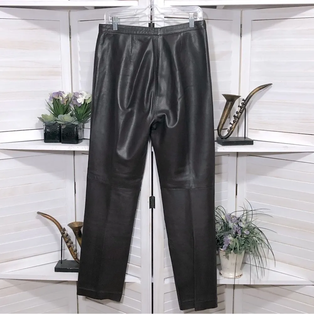 Vintage Leather Pants 90s Made in UK Dark Brown Size Medium - Image 3