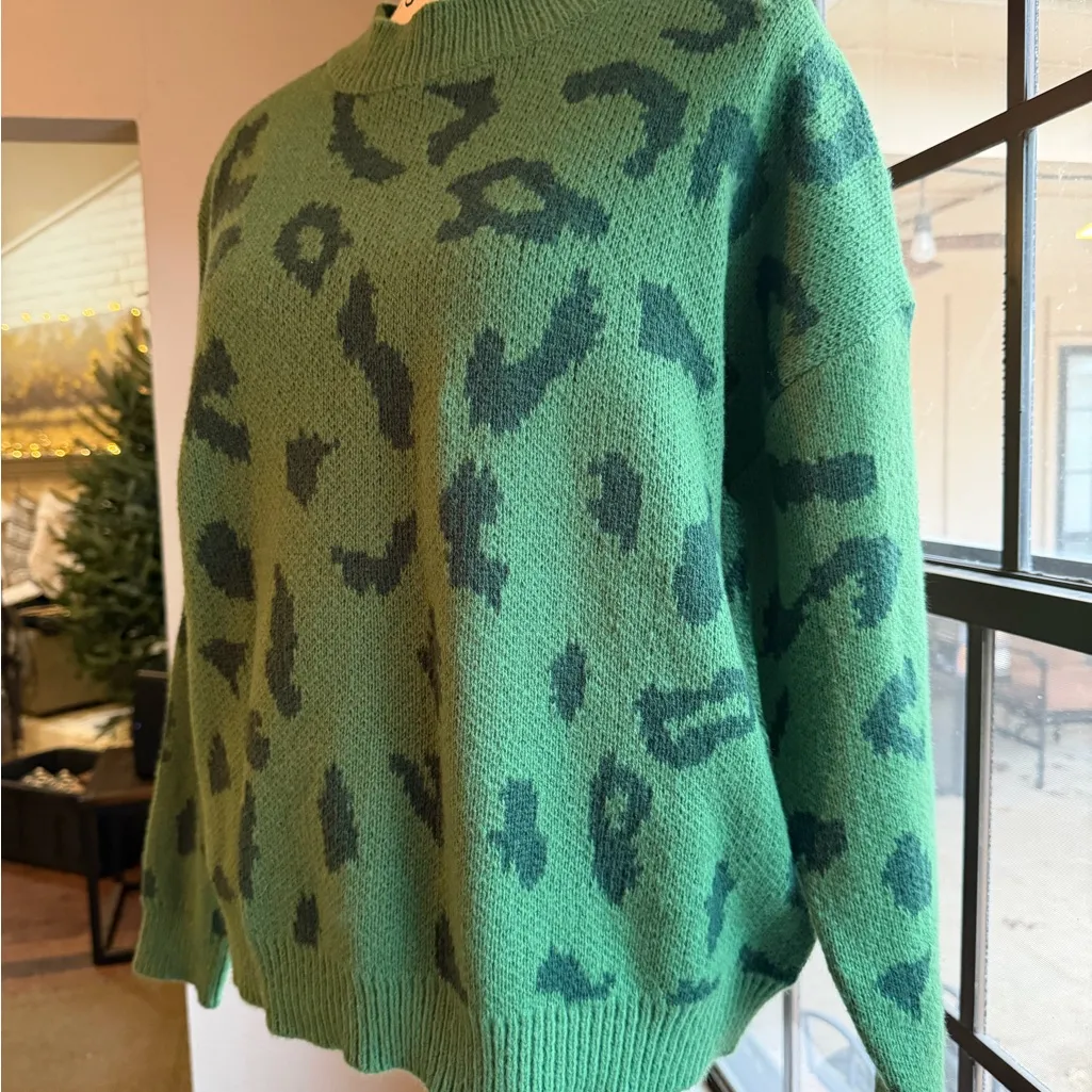 Green Leopard Print Sweater - Image 7