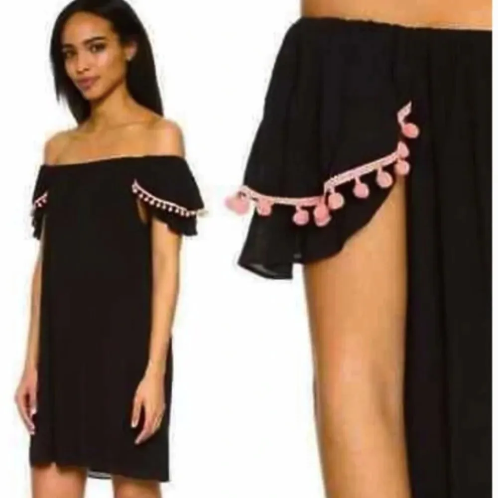 Misa Los Angeles Dreya Pom Pom Gauze Mini Dress Black - Image 2