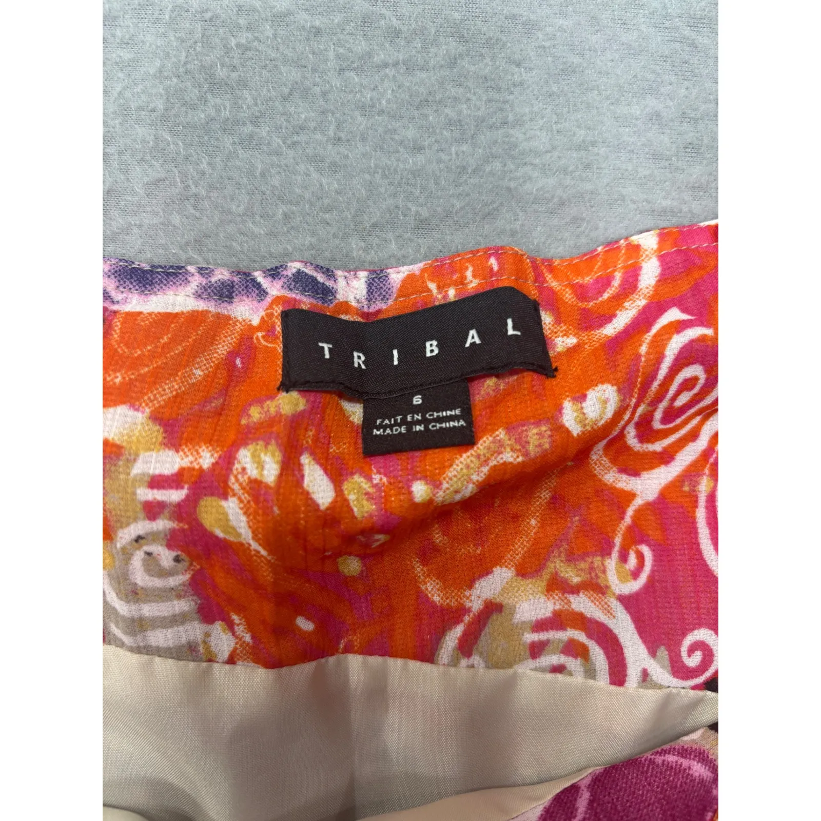 Tribal Floral Size 6 Pleated Skirt Colorful Print Multicolored Knee Length‎ - Image 5