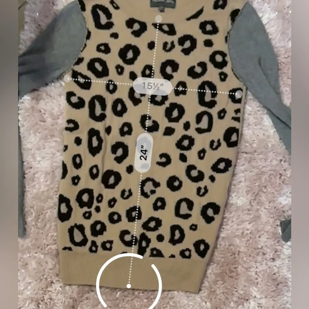 Michael Stars Leopard Print Fine Wool Blend Sweater Size Small - Image 8