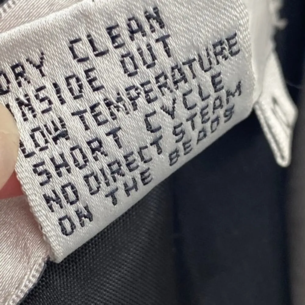 Vintage 90s Papell Boutique Mini Cocktail Dress Beaded Drop Waist Black Silver 6 - Image 9