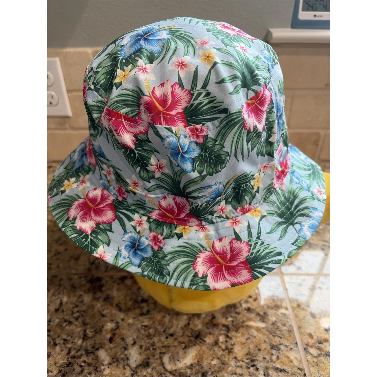PUKKA Blue Hawaiian Tropical Palm Floral Flower Bucket Hat Accessory Adult S/M - Image 6