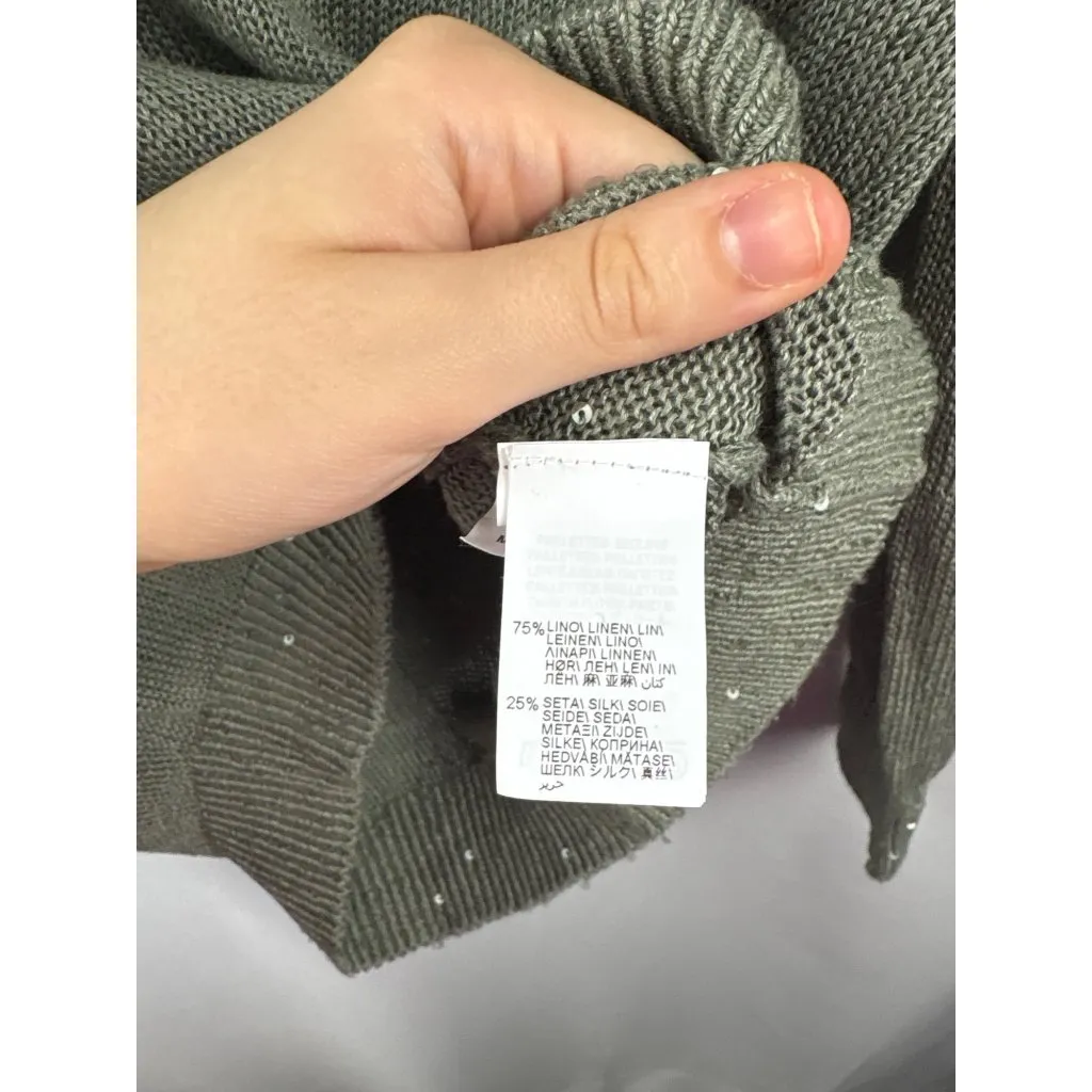 Women’s Brunello Cucinelli Small Olive Green Sparkly Knit Sweater - Image 5