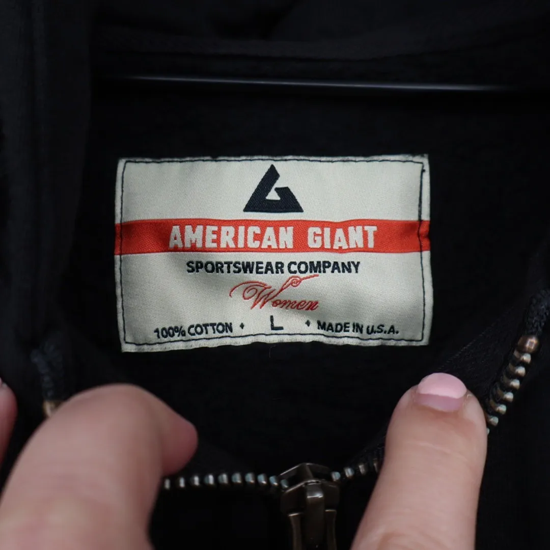 American Giant Womens Black Full Zip Hoodie Sweatshirt Sportswear L Size L - Image 4