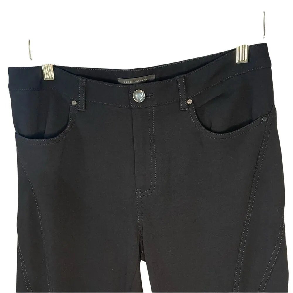 Elie Tahari‎ Black Tapered Button 4 Pockets Stitching Design Women’s Size Medium - Image 15