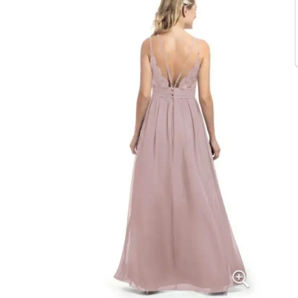 Azazie A-Line Lace Chiffon Floor-Length Dress in Dusty Rose Size 2X - Image 3